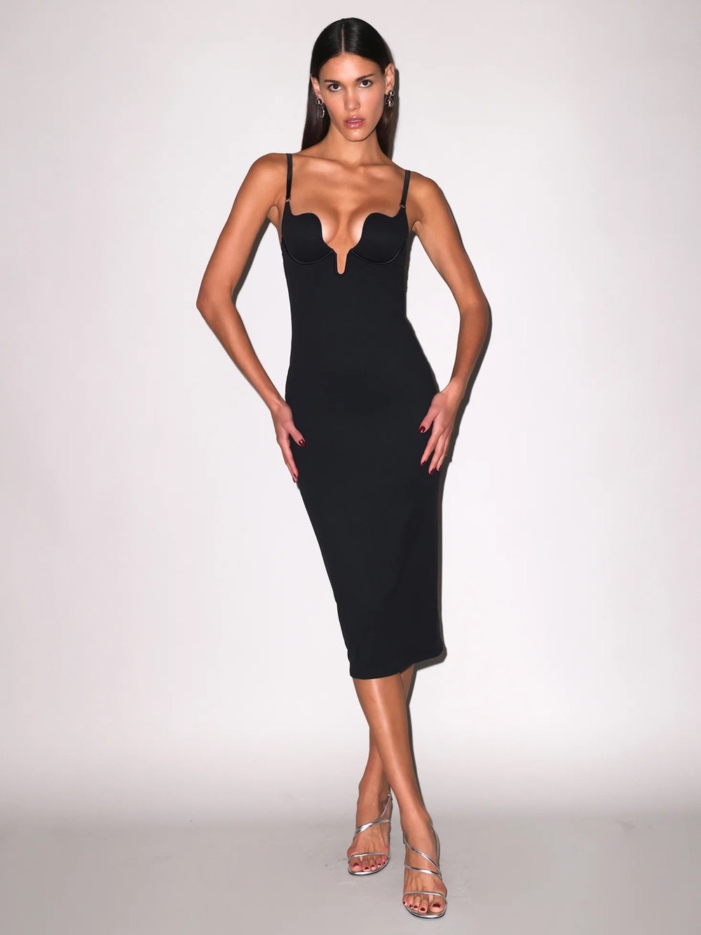 Fleur du Mal SEDUCE U-PLUNGE MIDI DRESS nWT